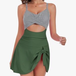 ZAFUL Women One Piece Swimdress Tummy Control Bathing Suit